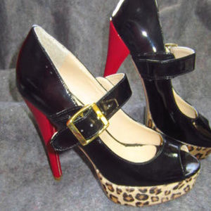 Steve Madden animal print and patent leather heels
